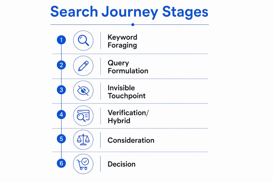 Infographic outlining stages of customer search journey