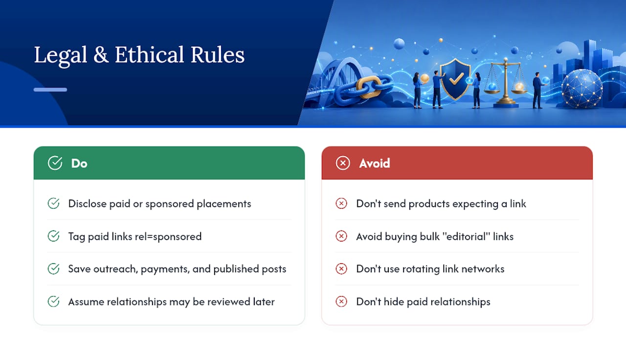 What Legal and Ethical Rules Apply to Editorial Link Acquisition? — overview diagram