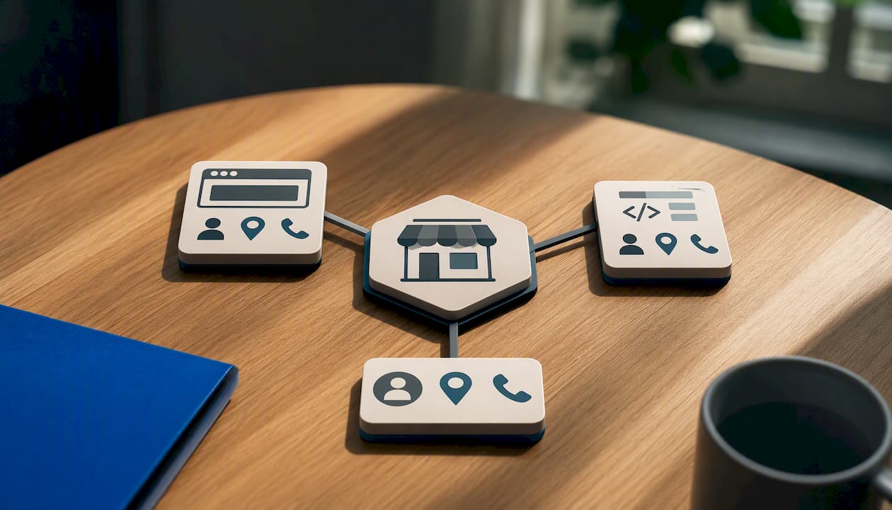 Business identity matched across three data sources