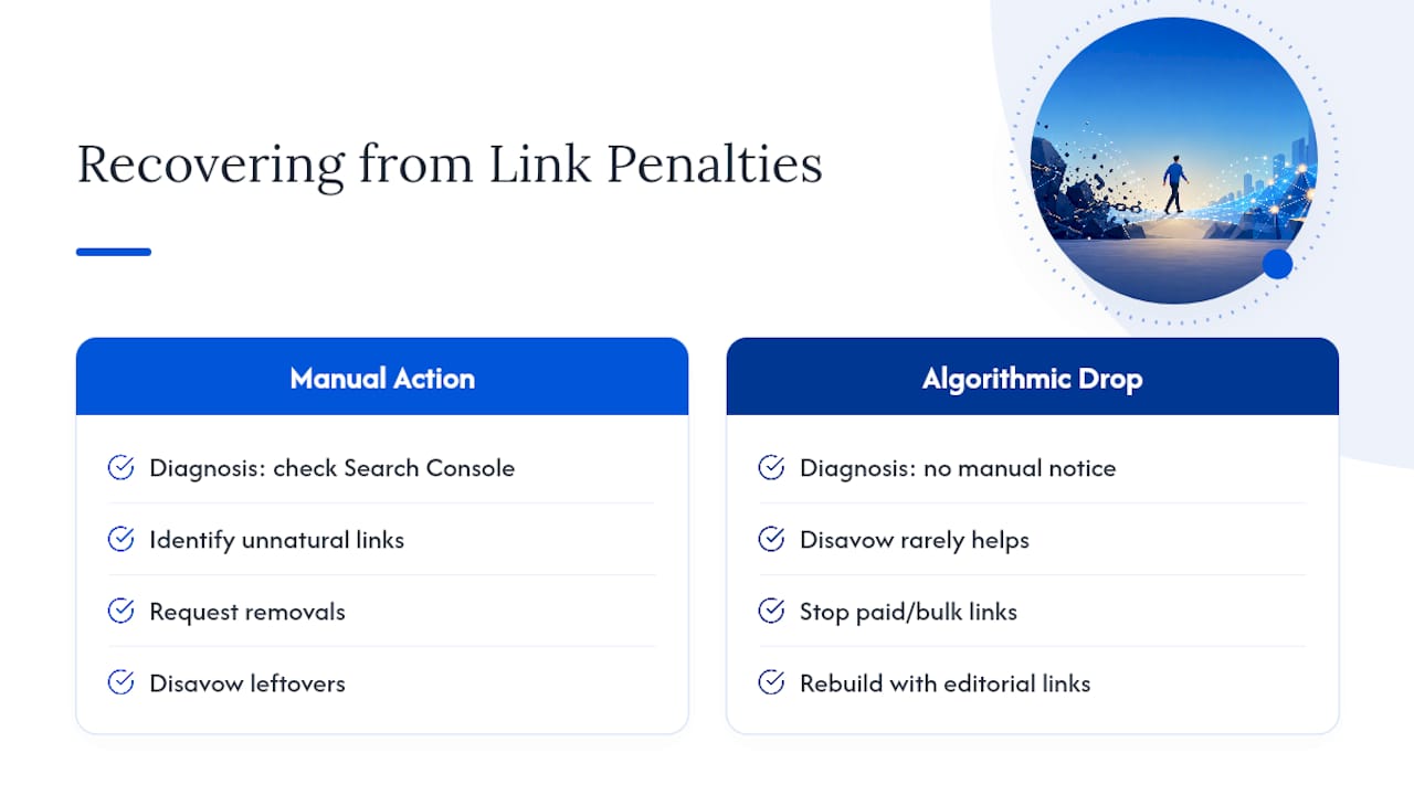 How Do You Recover From a Backlink Penalty or Algorithm Update? — overview diagram