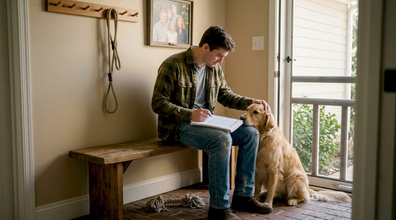 Man waiting to meet reputable breeder at home