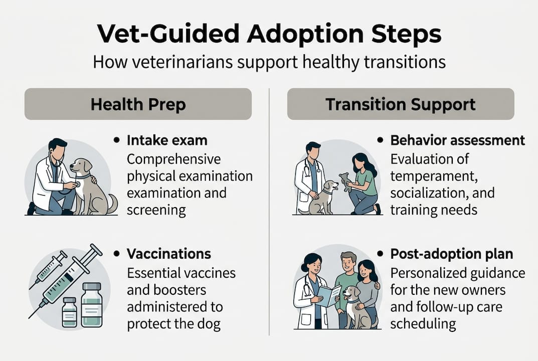 Infographic summarizes vet-guided dog adoption steps