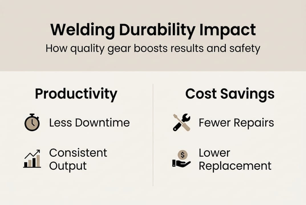 Infographic showing welding durability cost and productivity