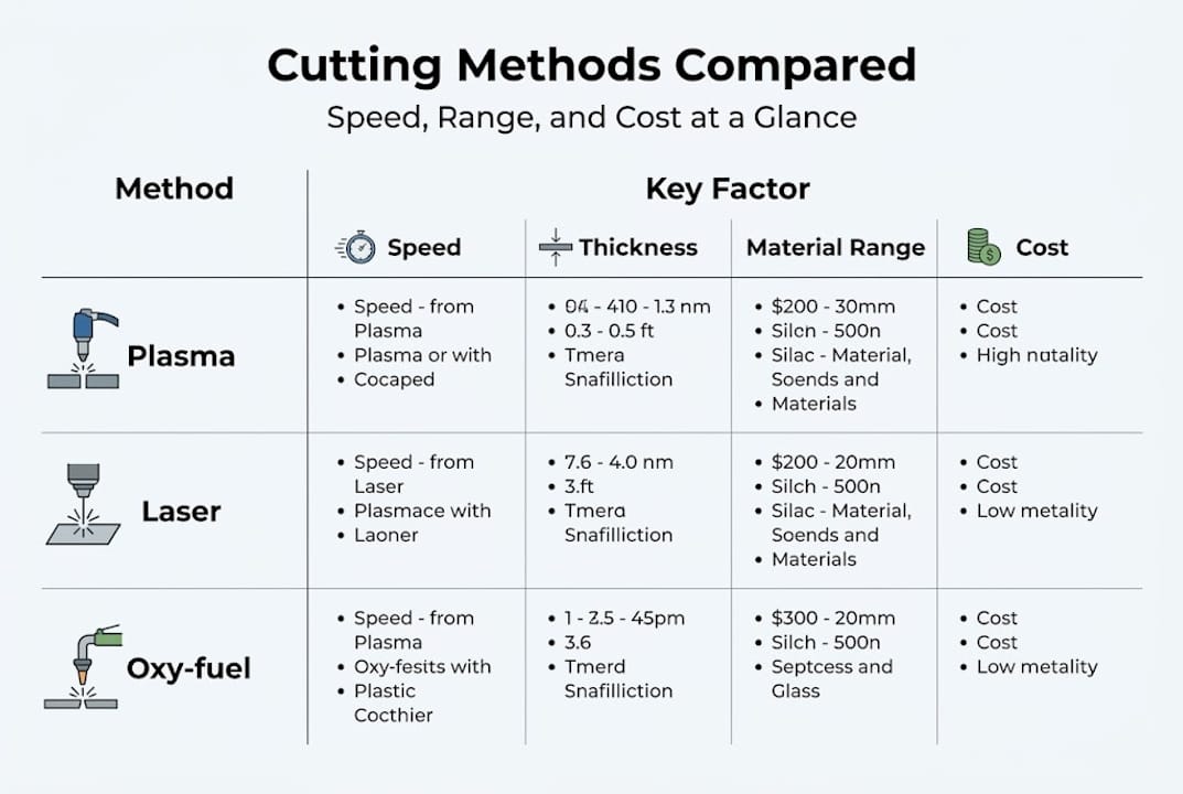 Infographic comparing plasma, laser, oxy-fuel methods