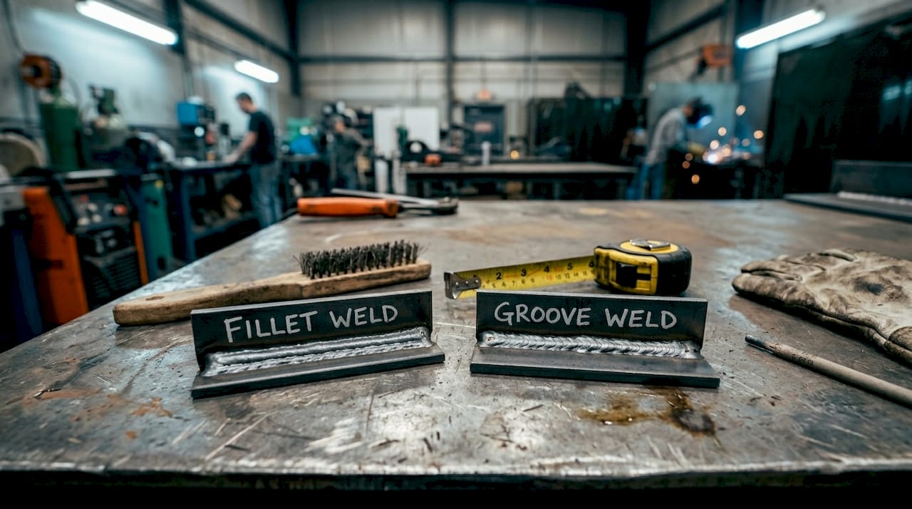 Close-up fillet and groove weld examples
