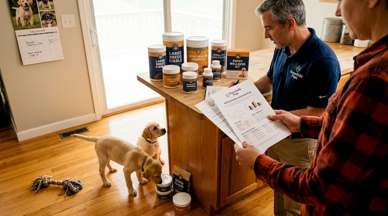 Breeder and vet plan puppy nutrition together