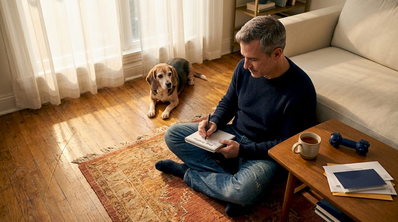 Man preparing emotionally for dog adoption process