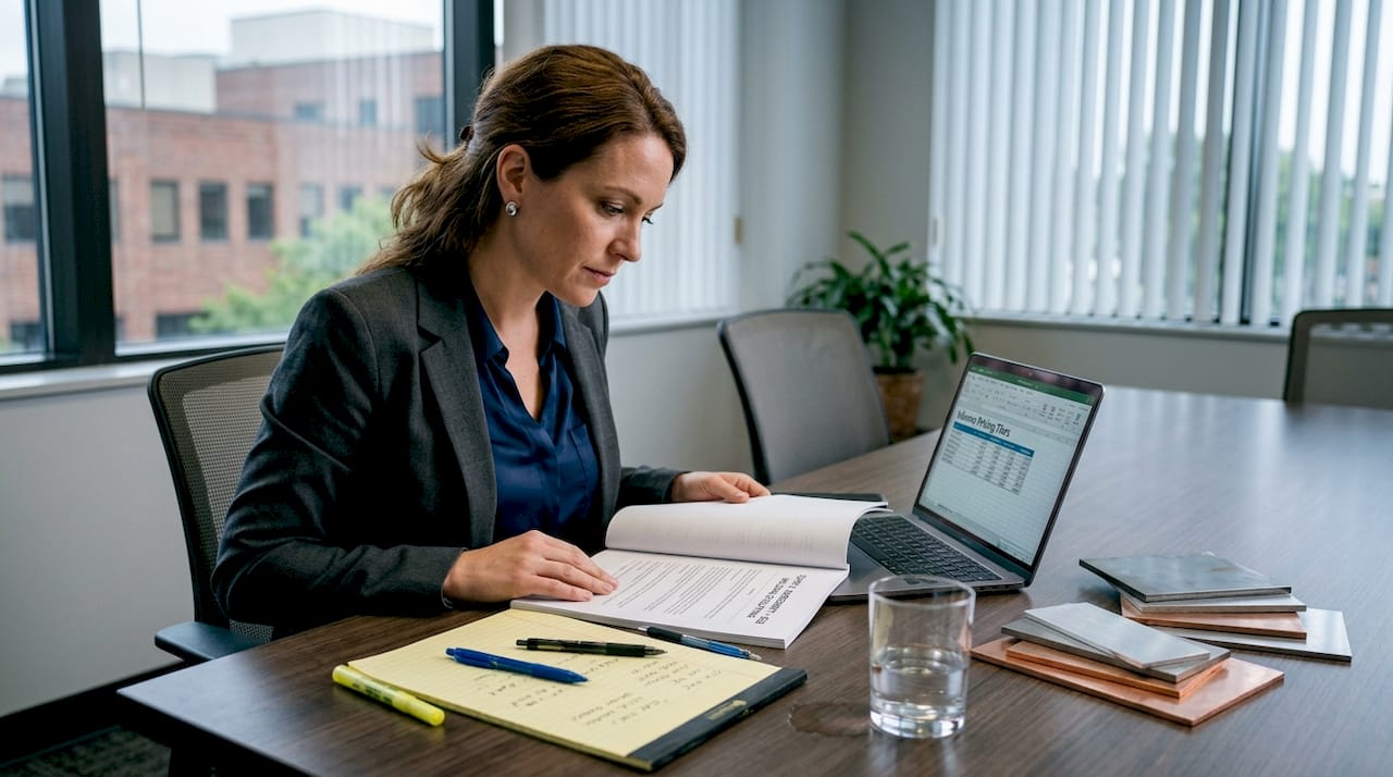 Purchasing manager reviews B2B welding contract