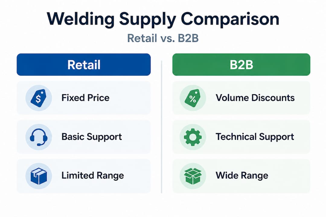 Infographic comparing B2B to retail welding supply