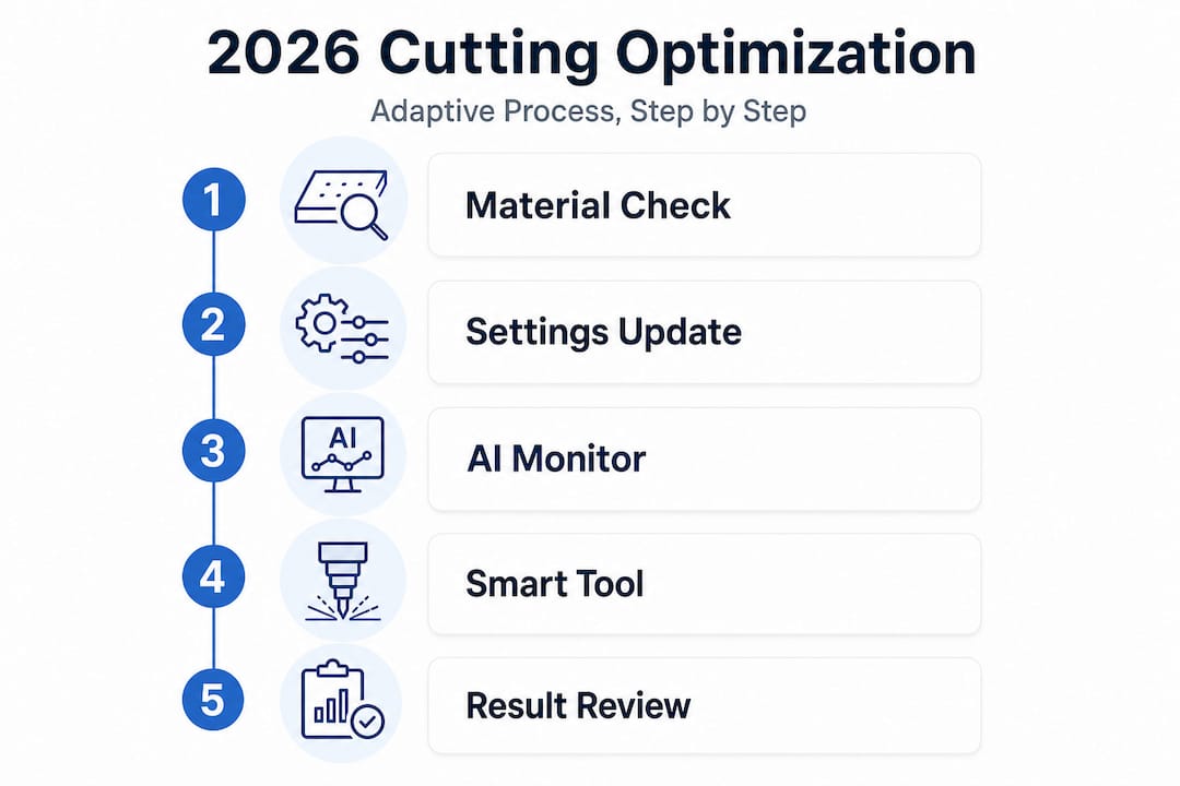 Vertical flow infographic showing 2026 cutting process steps