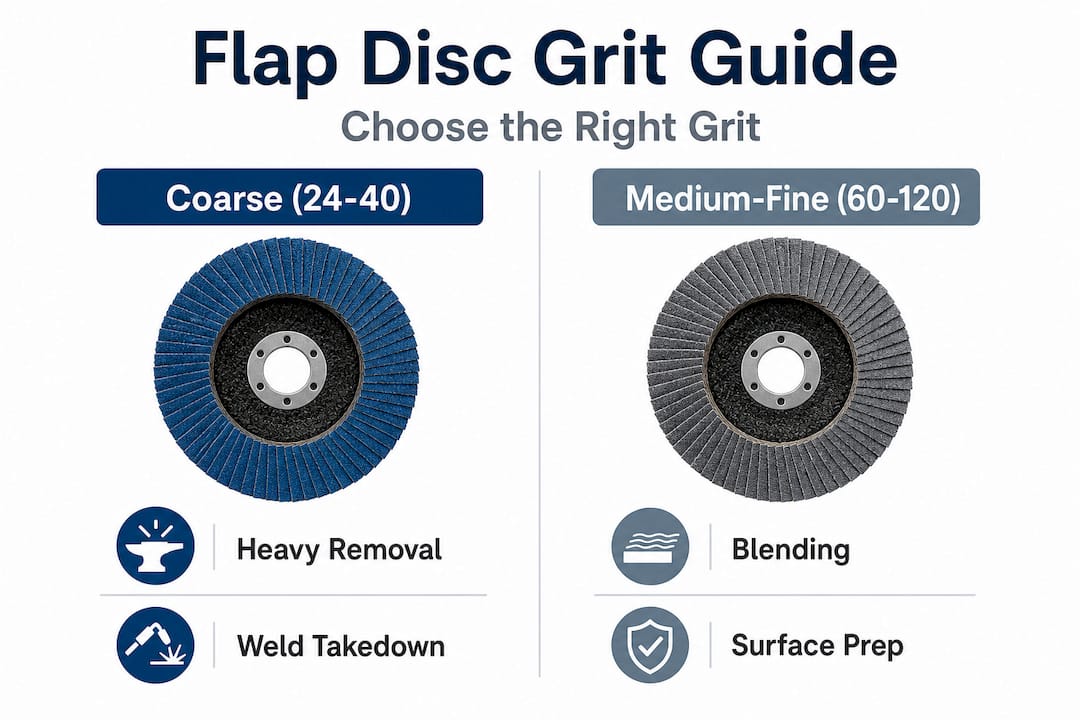 Infographic comparing flap disc grit types