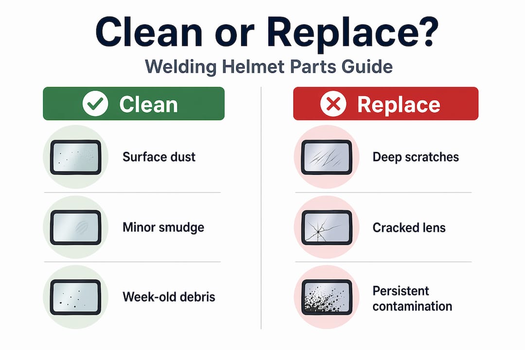 Infographic showing helmet cleaning versus replacement