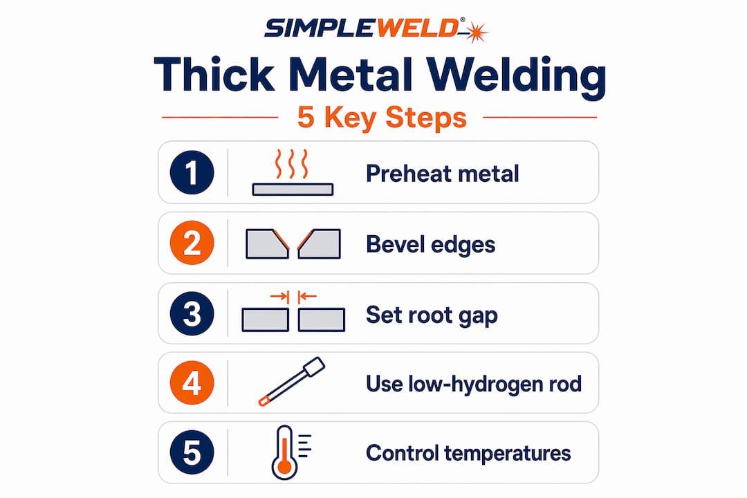 Infographic of thick metal welding steps