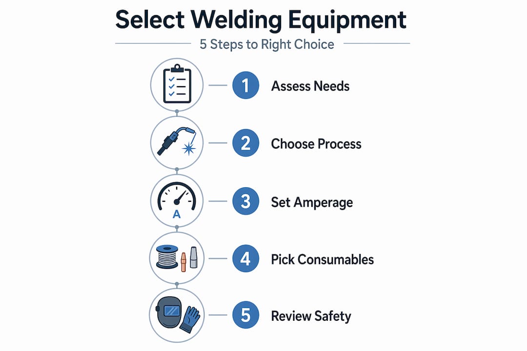 Infographic showing welding equipment selection steps