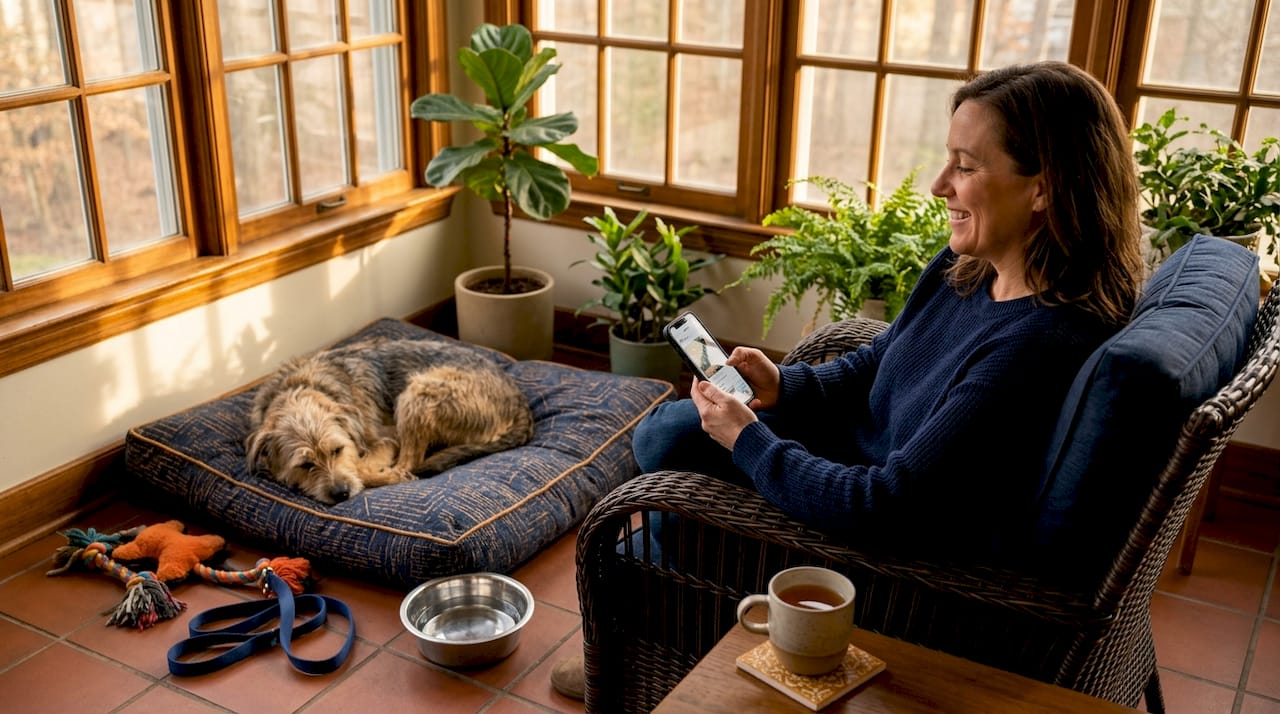 Dog adjusting to first night in new home