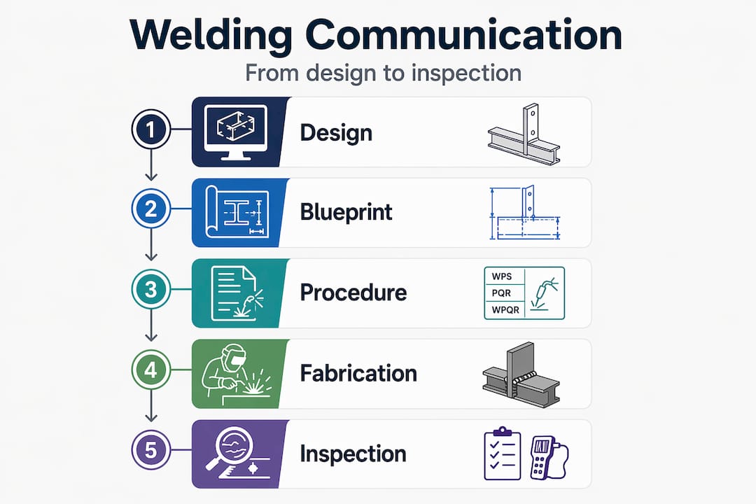 Infographic showing welding communication steps