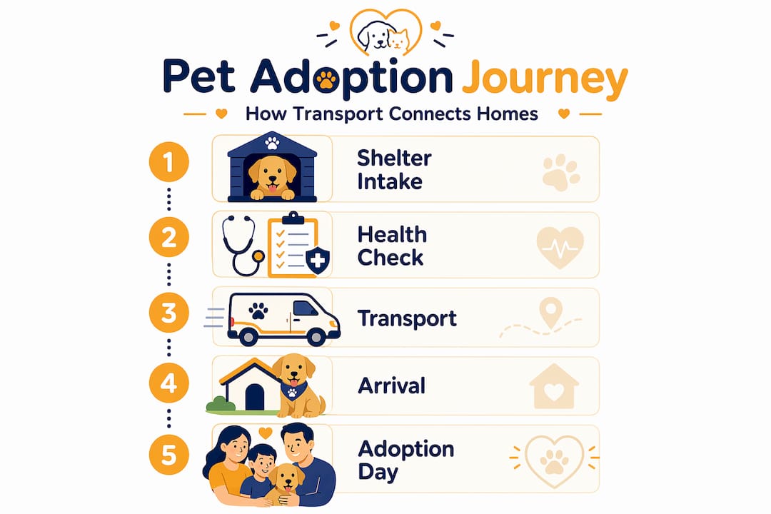Infographic outlining pet transport adoption steps
