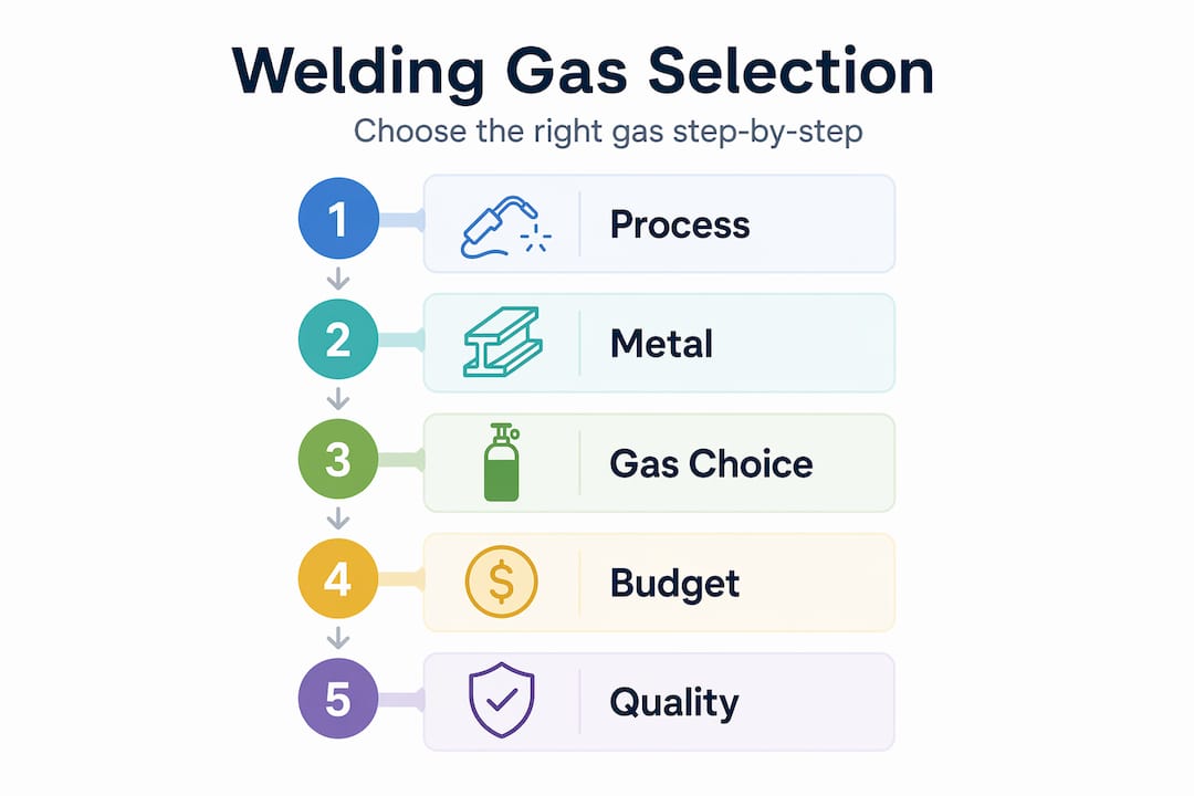 Infographic depicting welding gas selection steps