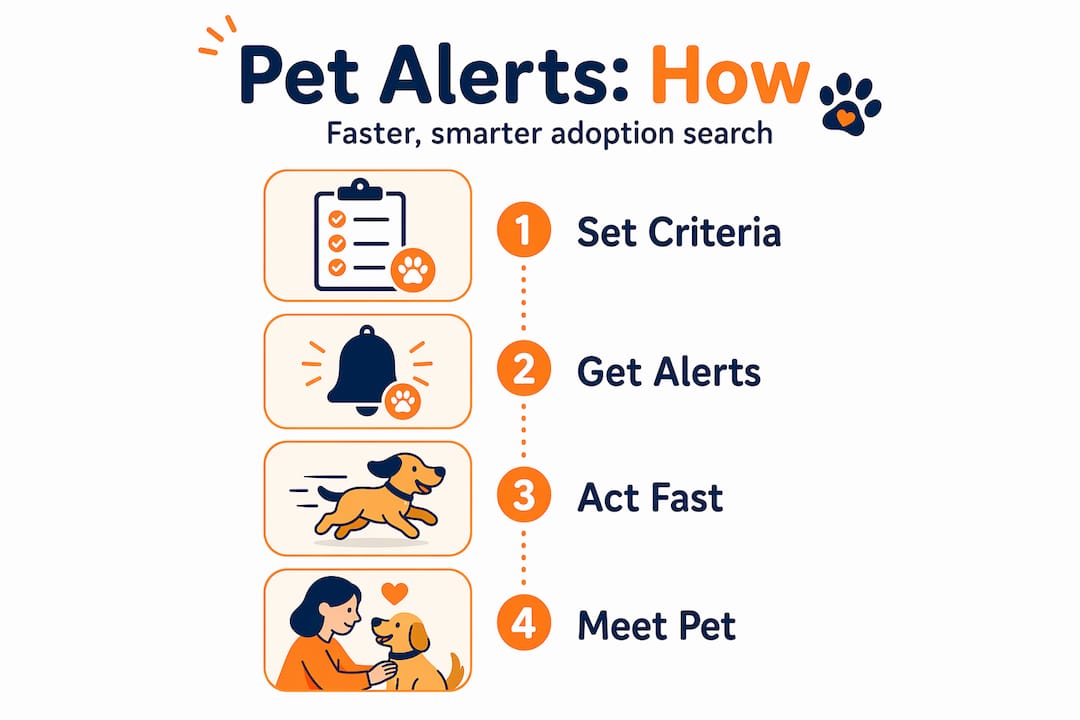 Infographic showing pet alerts process in four steps