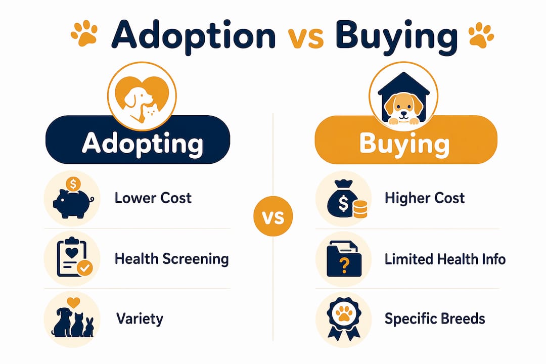 Infographic comparing adoption and buying pets