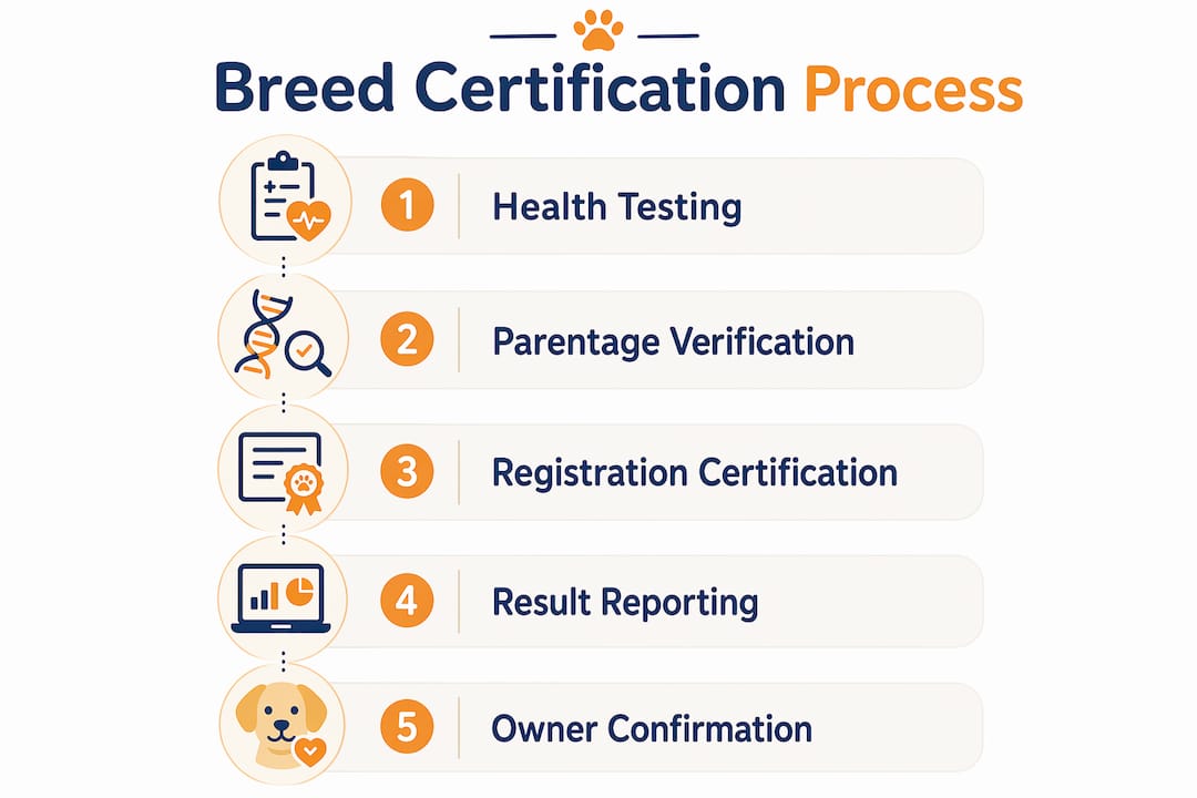 Infographic outlining breed certification steps