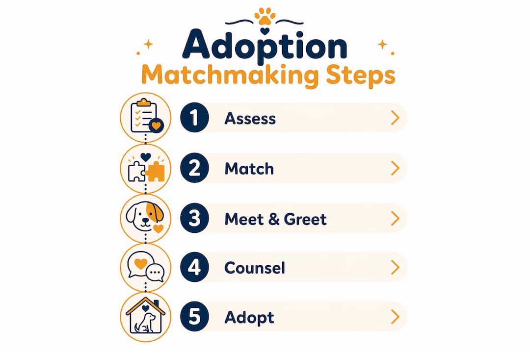 Infographic showing step-by-step adoption matchmaking process