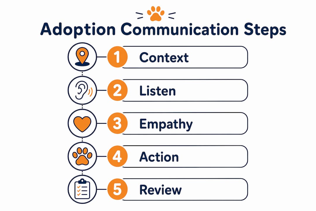 Infographic showing adoption communication framework steps