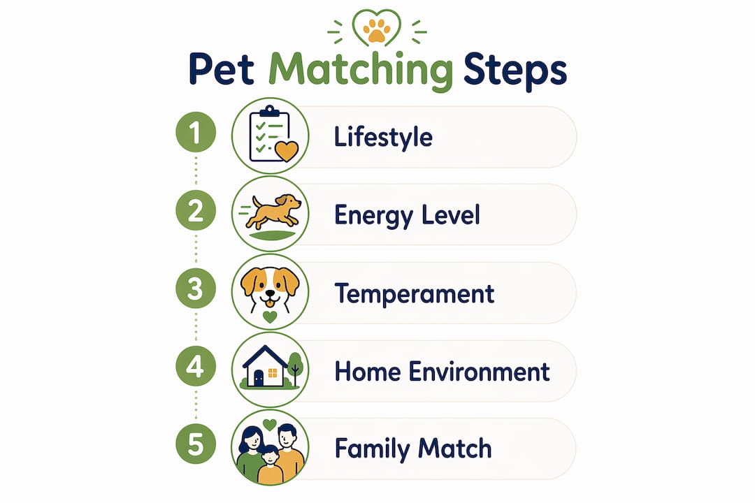 Infographic showing pet matching process steps