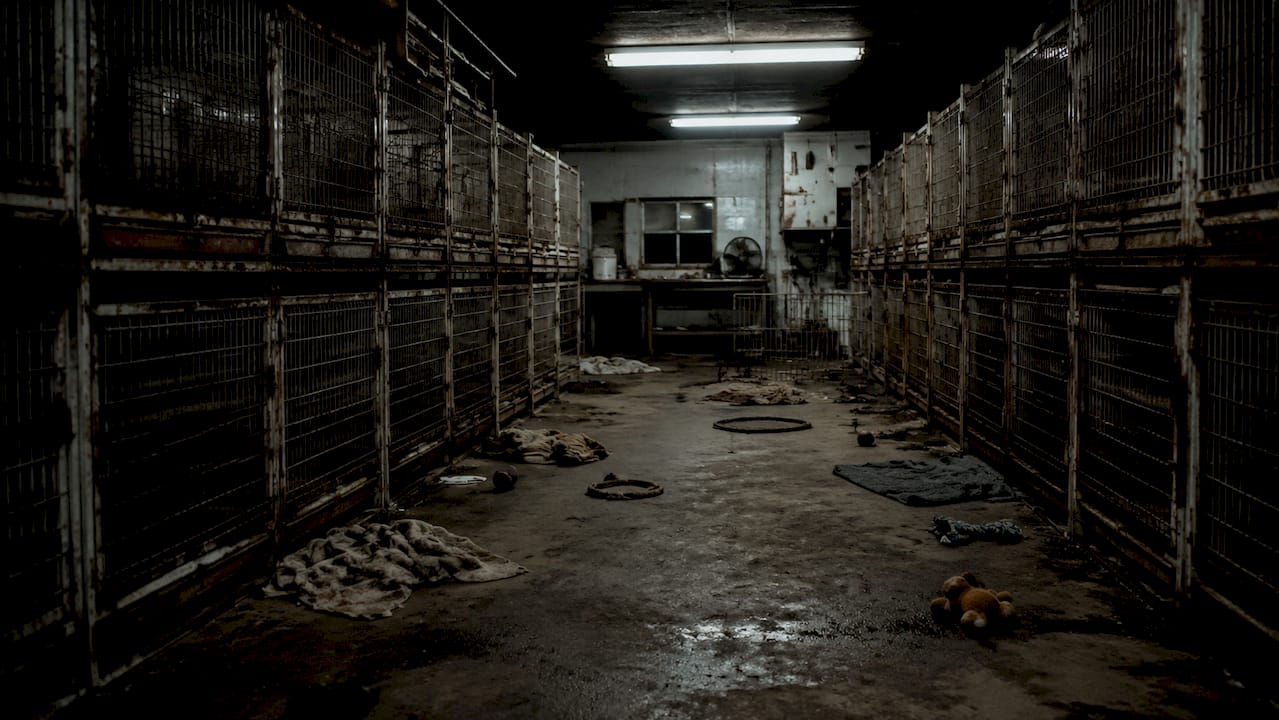 Cramped dirty puppy mill cages close-up