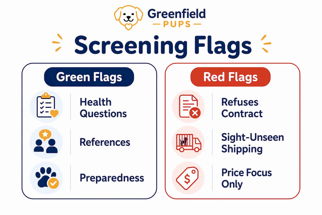 Infographic comparing buyer screening red and green flags