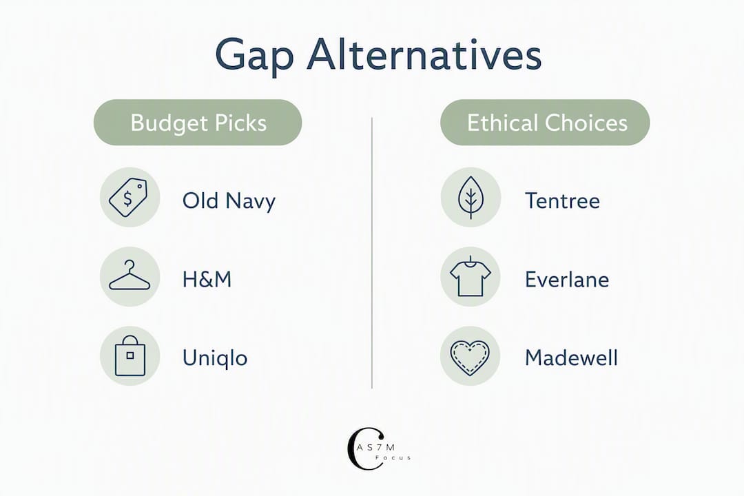 Infographic comparing budget and ethical Gap alternatives