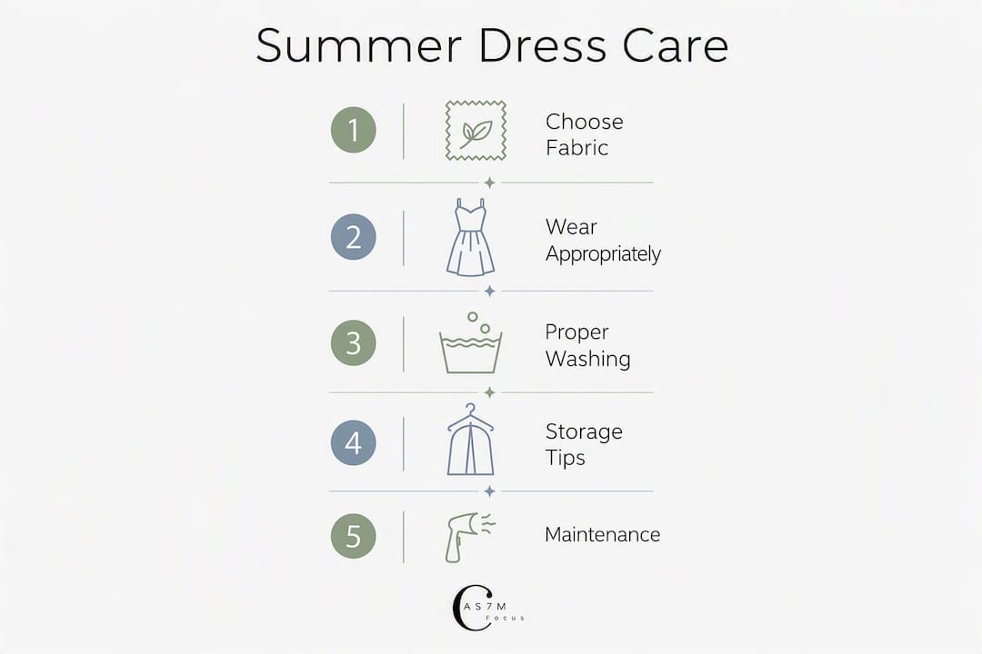 Infographic illustrating summer dress care steps