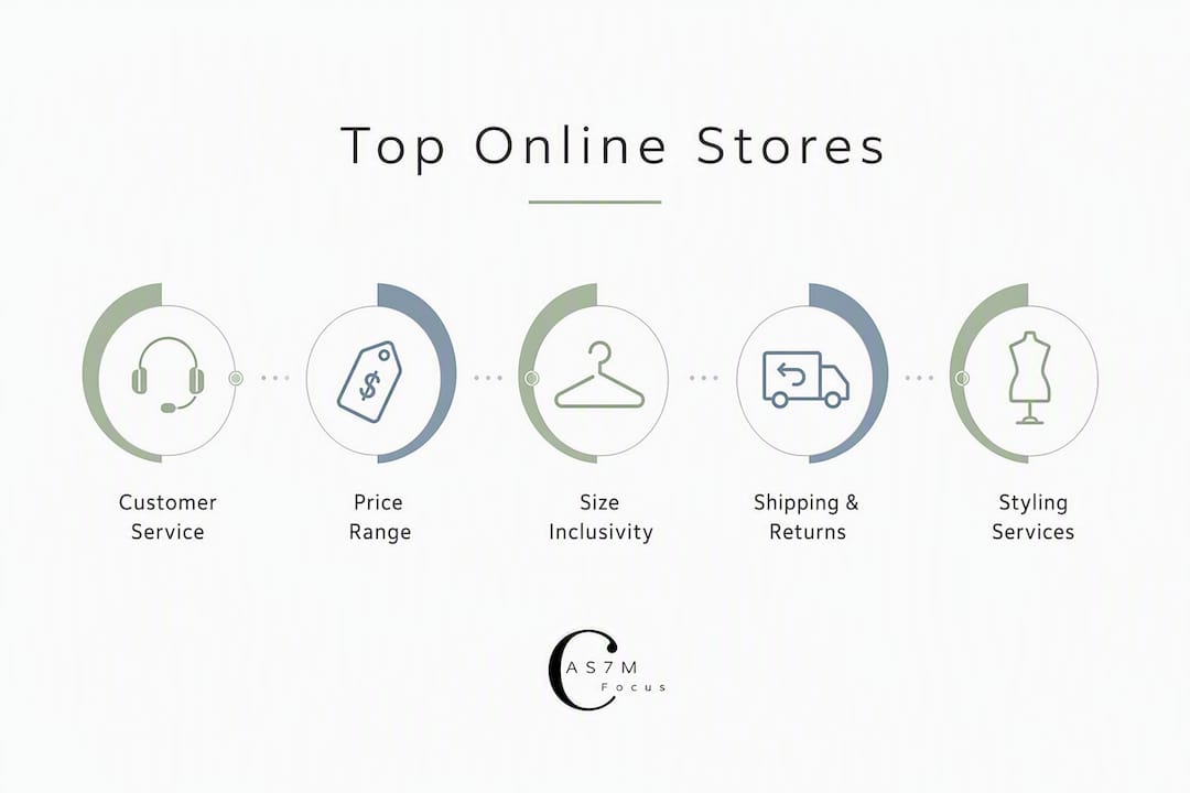 Infographic comparing top online clothing store features