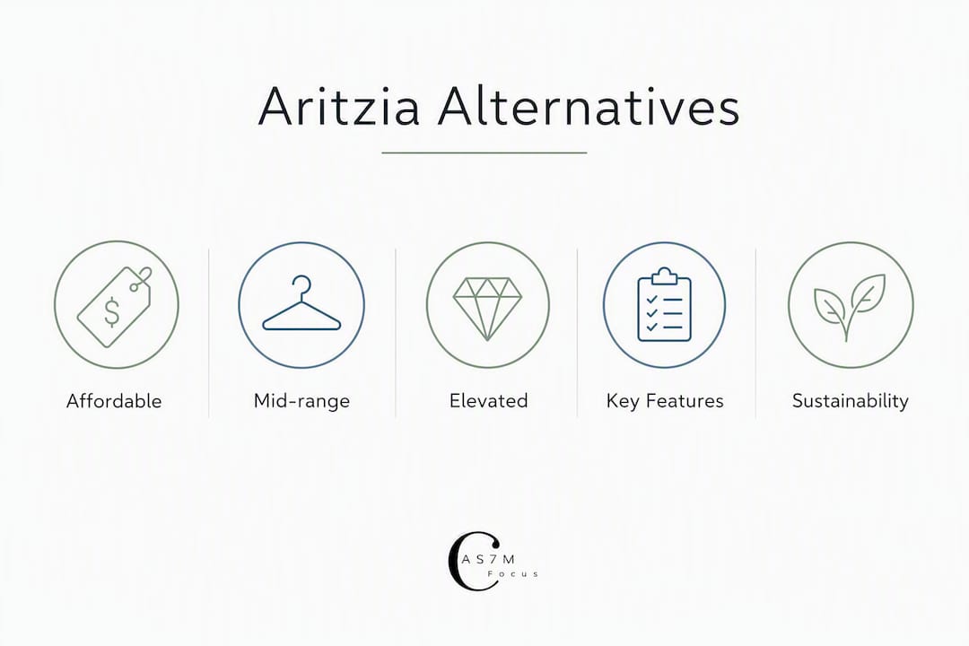 Infographic showing Aritzia alternatives by price tier and features