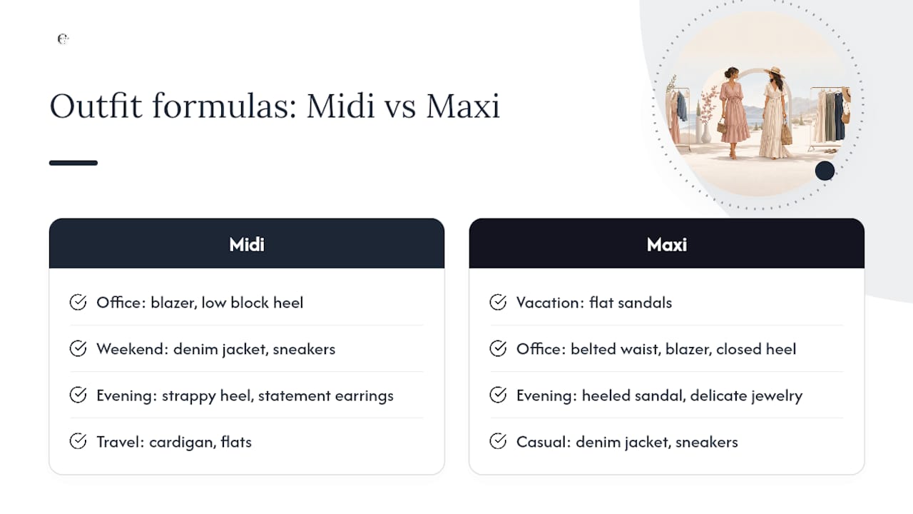 Outfit formulas for midi and maxi dresses