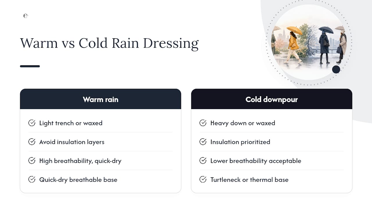 Warm rain versus cold downpour dressing comparison