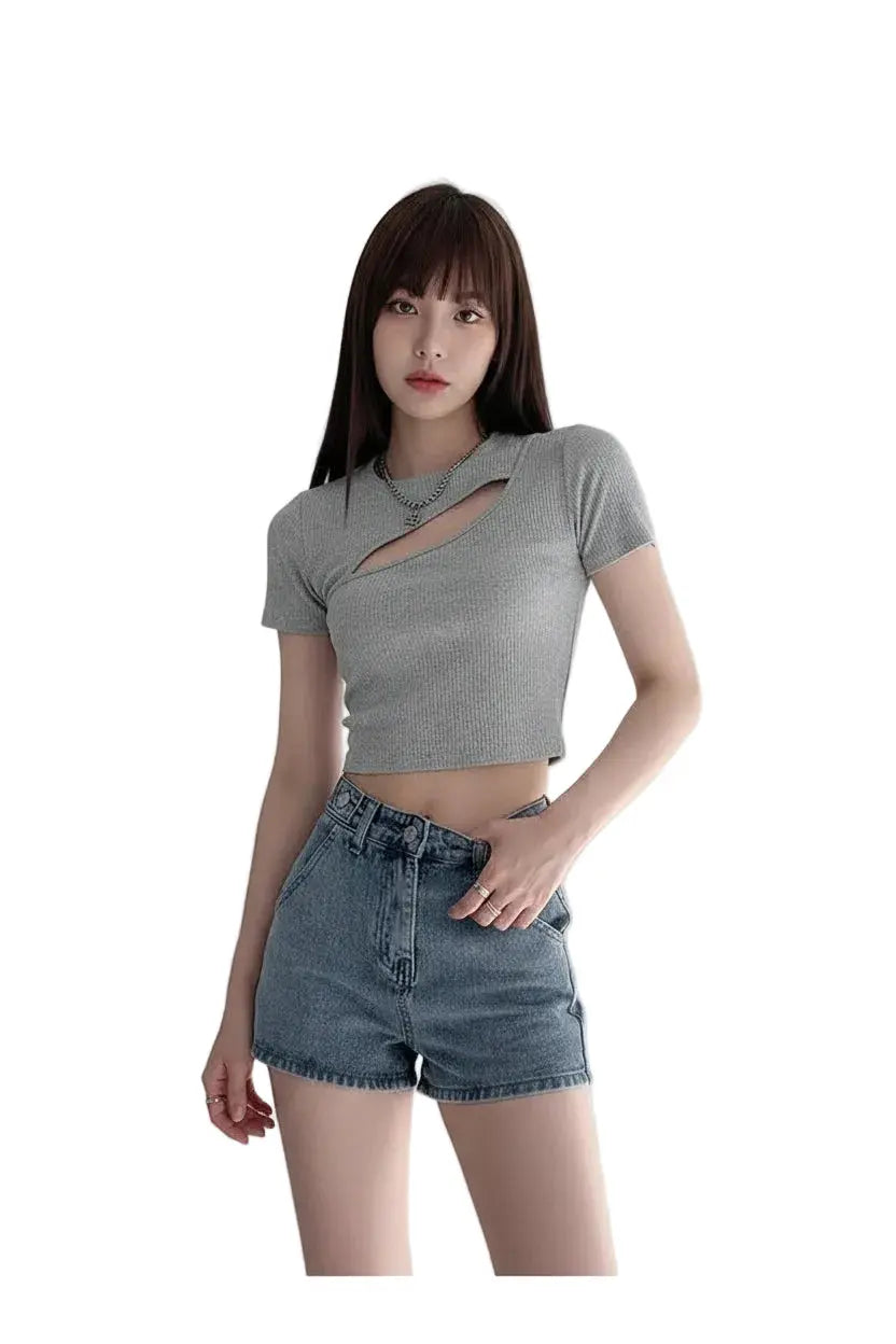 Retro Ins Street Love A-line denim shorts for women