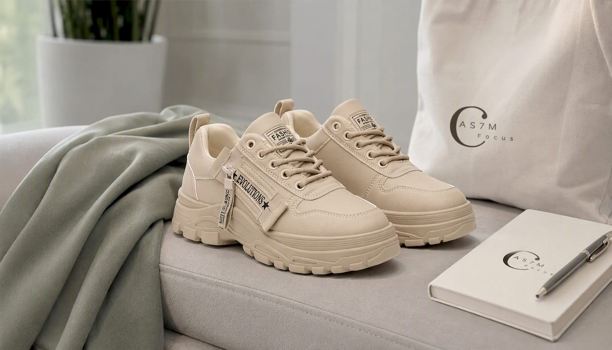 Lace-up Sports Shoes With Side-Zipper Design Fashion Thick-soled Round-toe Casual Shoes For Women Sneakers