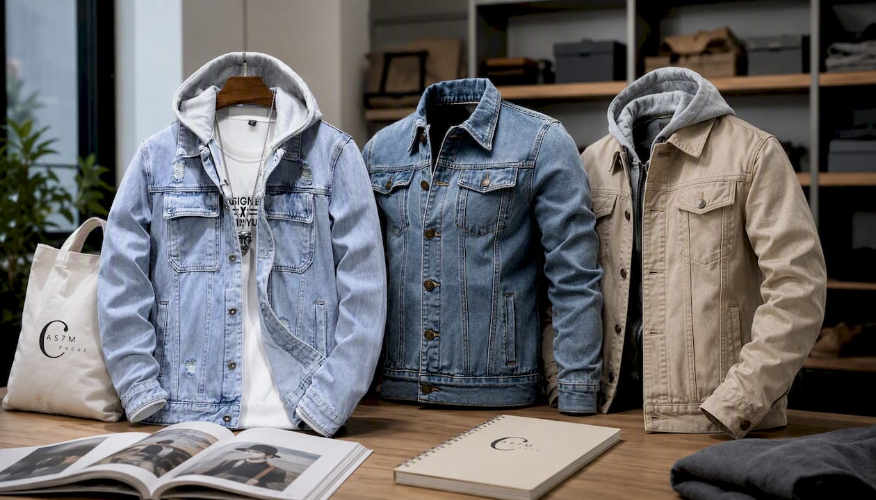 Men's Jacket Detachable Hooded Denim Jacket Men