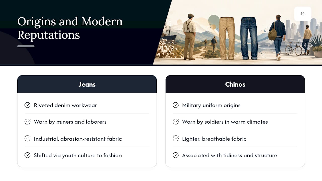 Why Jeans and Chinos Carry Different Reputations — overview diagram