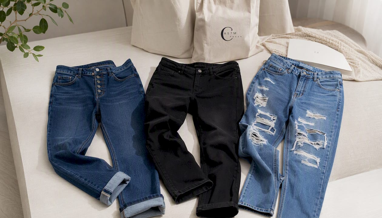 Contrast Color Slim Fit Stretch Rolled Hem Cropped Jeans