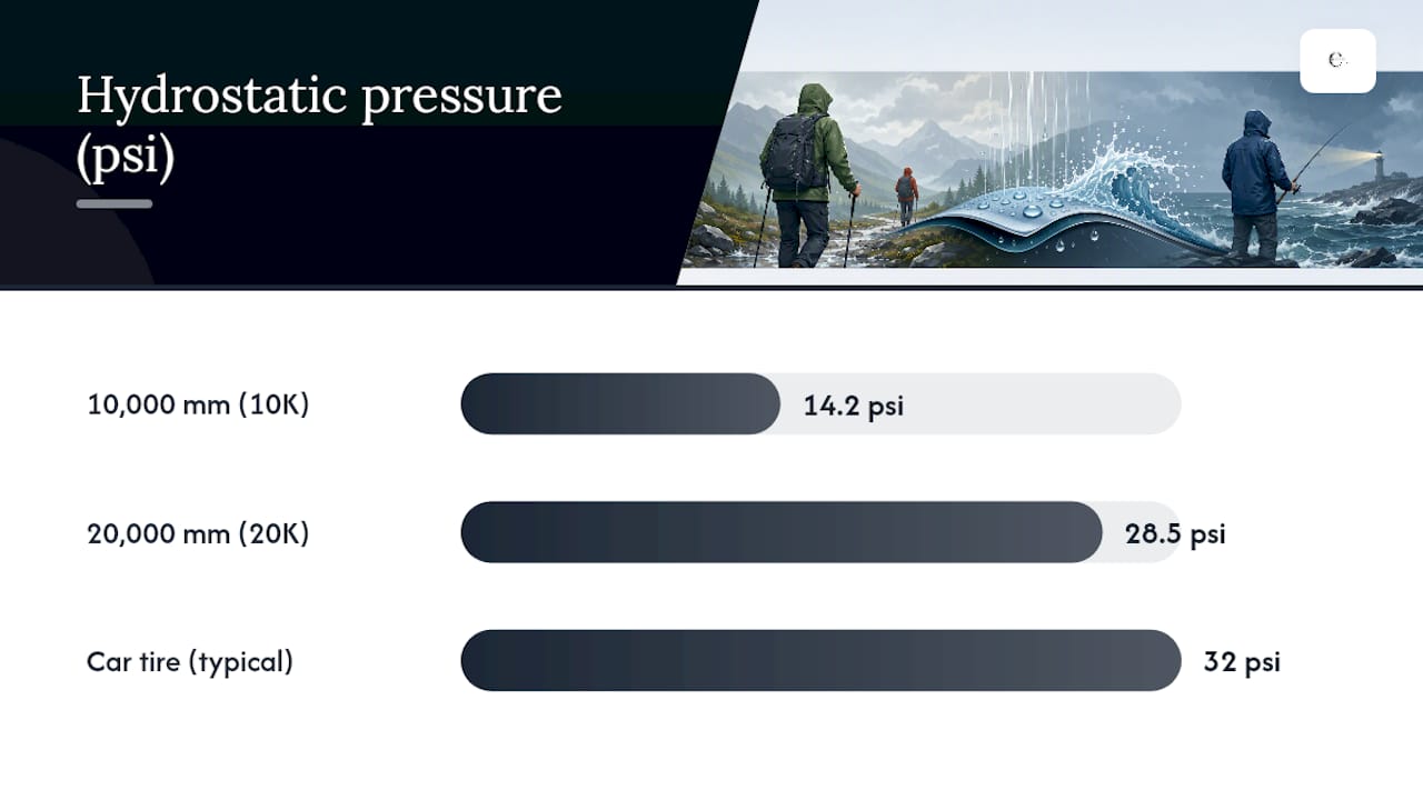 Comparison of 10K and 20K waterproof pressure ratings