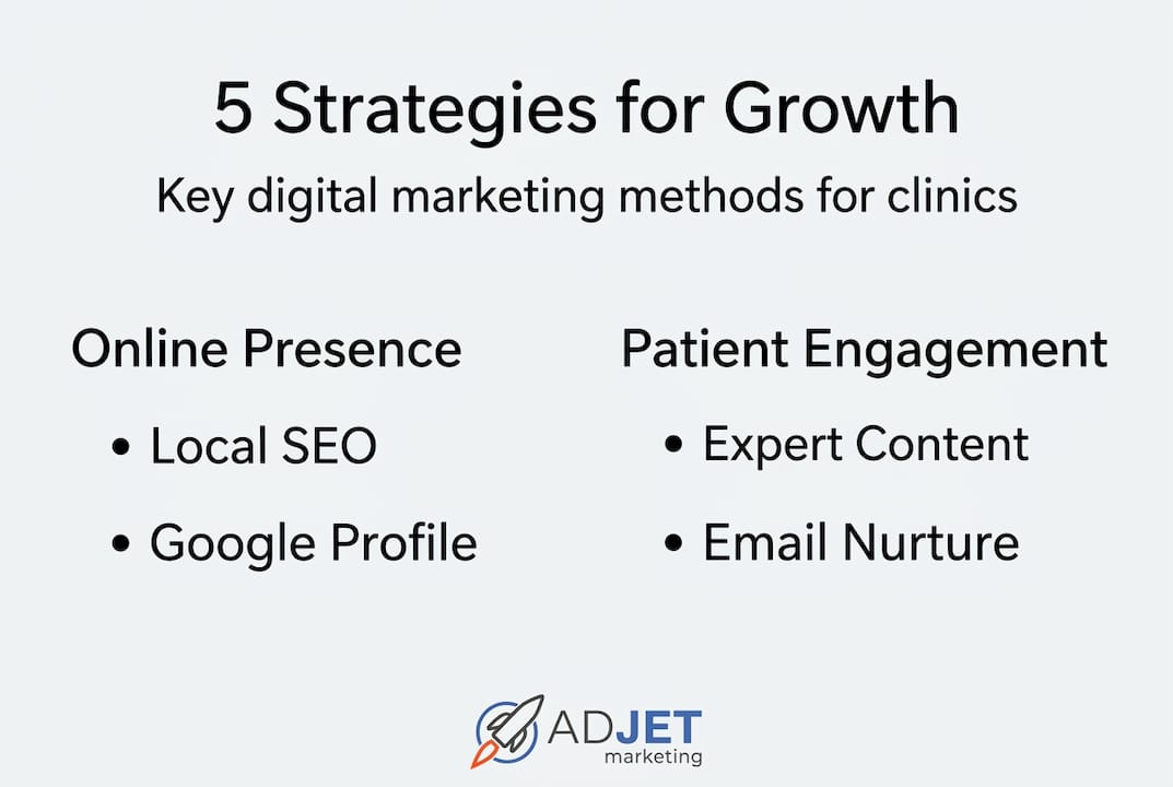 Infographic of 5 clinic marketing strategies