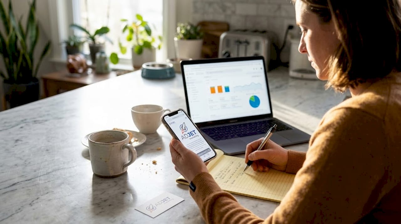 Agent reviewing real estate site on smartphone