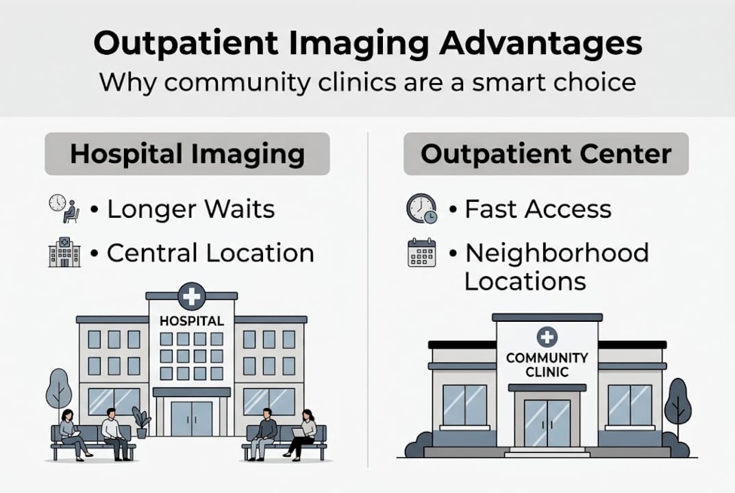 Infographic comparing outpatient and hospital imaging advantages