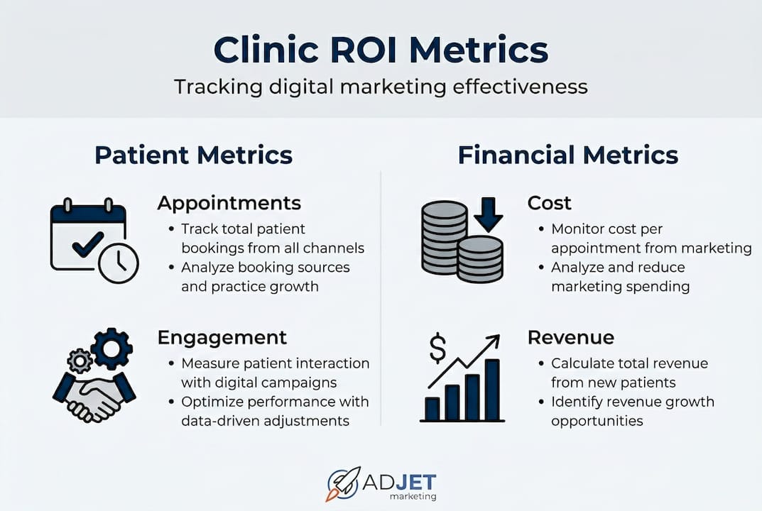 Infographic shows clinic ROI metric types