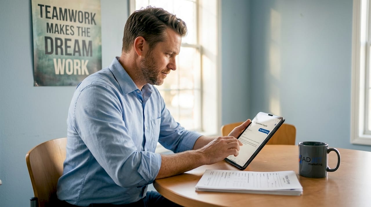 Clinic administrator checks patient emails