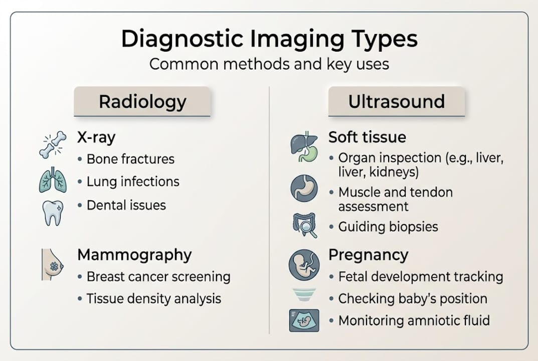 Infographic showing main imaging types and uses