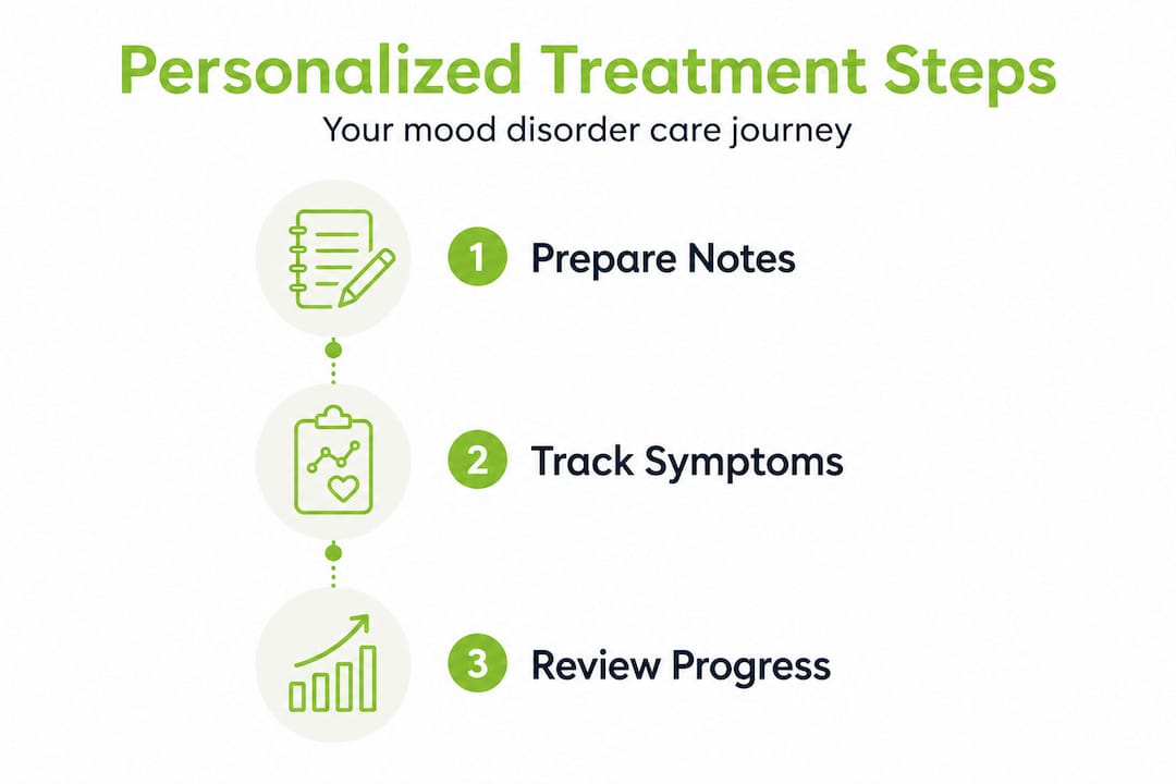 Infographic showing personalized mood disorder steps