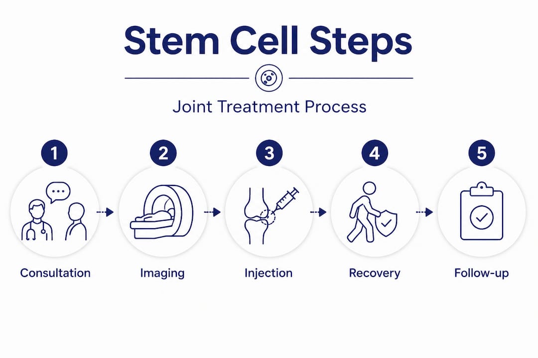 Infographic outlines stem cell joint procedure steps